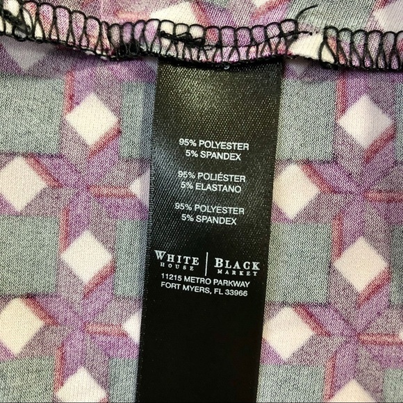 White House Black Market classic wrap dress all-over geometric op art pattern 2 - Picture 7 of 7